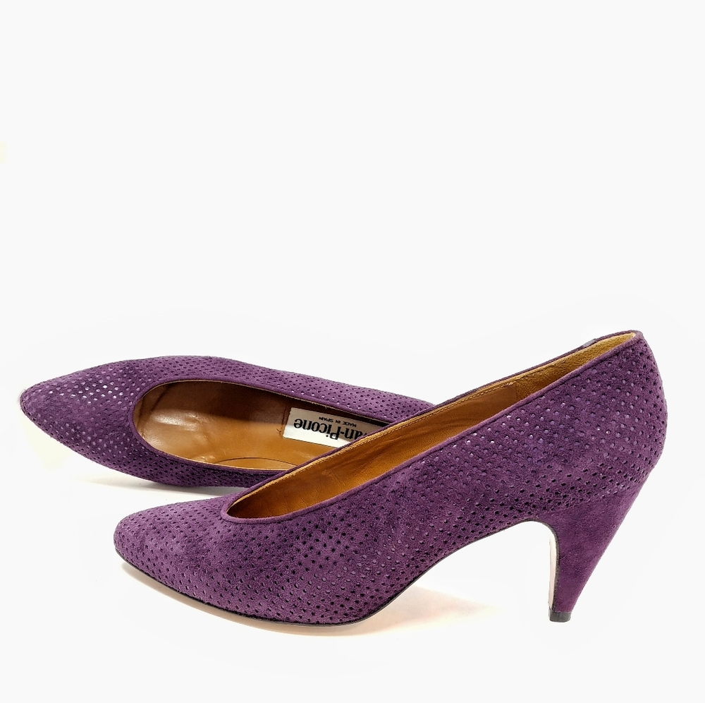 Vintage Evan Picone Perforated Suede Pumps Sz9